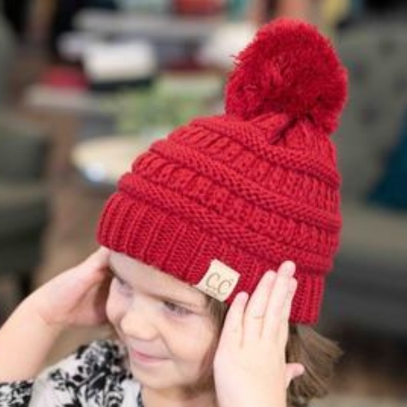 Kids C.C Solid Pom Beanies NWT - Picture 2 of 7